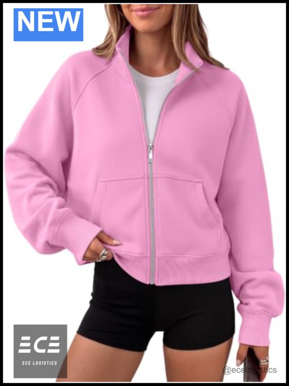 Women's Zip Up Cropped Hoodie Mock Neck Fleece Sweatshirt Y2K